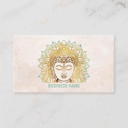 Zen neutrale tonen boeddha yoga studio visitekaartje (Voorkant)