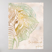 Zen neutrale toon gouden olifant yoga liefhebber m poster (Voorkant)
