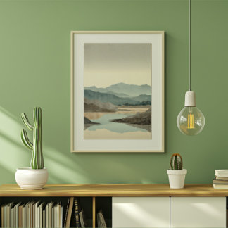 Zen nevelig berglandschap canvas afdruk