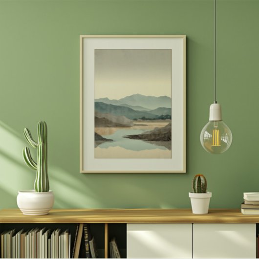 Zen nevelig berglandschap canvas afdruk