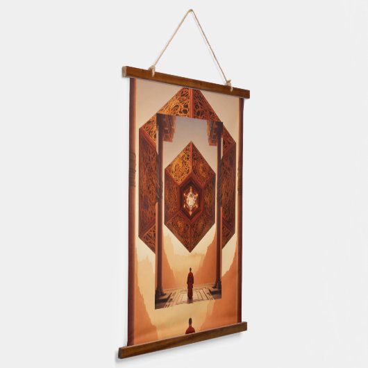 "Zen octopus: Fractal Tesseract Reflection" Hangend Wandkleed (Gebogen)