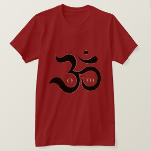 Zen Om Aum symbool eenvoudig rood goud glitters sh T-shirt