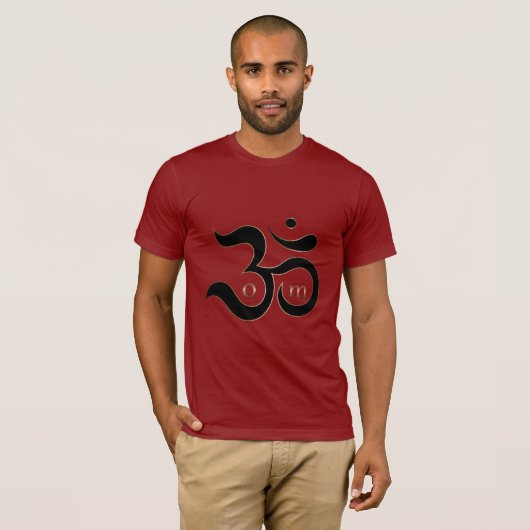 Zen Om Aum symbool eenvoudig rood goud glitters sh T-shirt (Voorkant volledig)