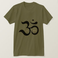 Zen Om Aum symbool goud glitters olijfgroen shirt