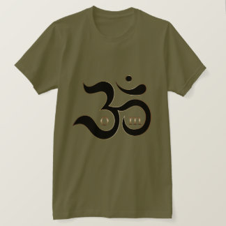 Zen Om Aum symbool goud glitters olijfgroen shirt