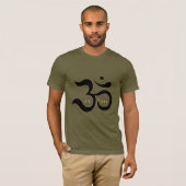 Zen Om Aum symbool goud glitters olijfgroen shirt (Voorkant volledig)