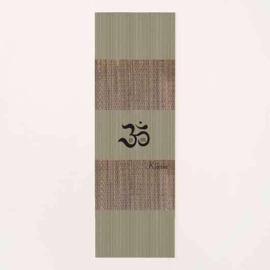 Zen Om green tatami print bijtende douanenaam Yogamat (Voorkant)