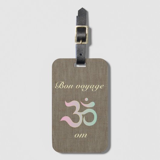Zen Om pastel burlap rustieke bon voyage bagagelab Bagagelabel (Voorkant (verticaal))
