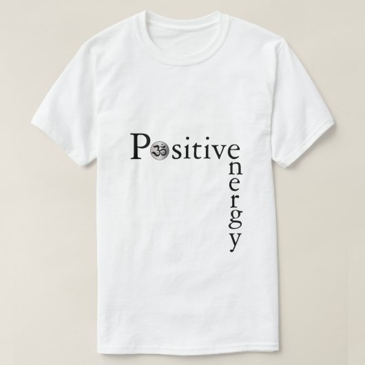 Zen Om positief energie minimalistische witte yoga T-shirt (Design voorkant)