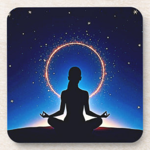 Zen onder de sterren: kosmische meditatie bier onderzetter