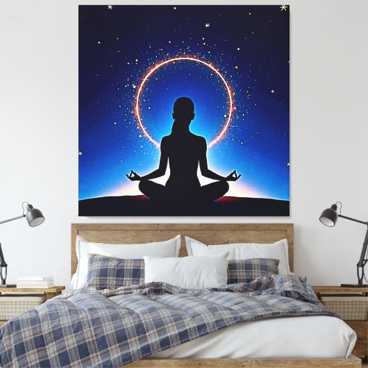 Zen onder de sterren: kosmische meditatie canvas afdruk (Insitu (Slaapkamer))