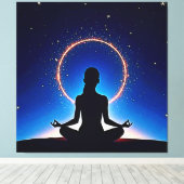 Zen onder de sterren: kosmische meditatie canvas afdruk (Insitu (Houten vloer))