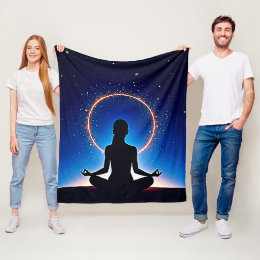 Zen onder de sterren: kosmische meditatie fleece deken (In situ)