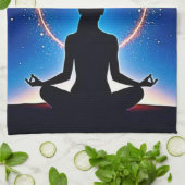 Zen onder de sterren: kosmische meditatie theedoek (Gevouwen)