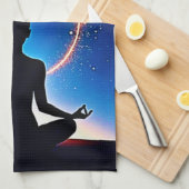 Zen onder de sterren: kosmische meditatie theedoek (Quarter Fold)