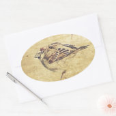 Zen Oosterse kunstpotlood schets wilde vogel Ovale Sticker (Envelop)