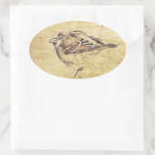 Zen Oosterse kunstpotlood schets wilde vogel Ovale Sticker (Tas)