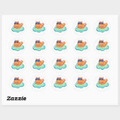Zen Orange Cat Meditating on Teal Cloud Ronde Sticker (Vel)