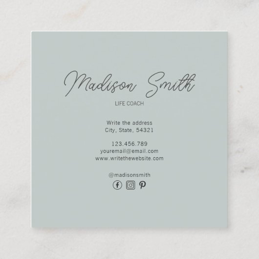 Zen Oriental Koi Vijver Vis Waterverf Life Coach Vierkante Visitekaartje (Achterkant)