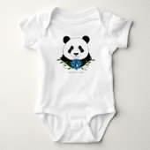 Zen Panda Beer Blauwe Lotus Yin Yang Groen Romper (Voorkant)