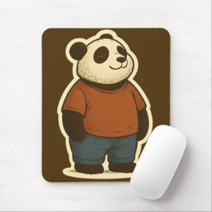 Zen Panda Sticker – Ontspannen Cartoon Beer in Cas Muismat