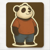 Zen Panda Sticker – Relaxed Cartoon Bear in Casual Muismat (Voorkant)