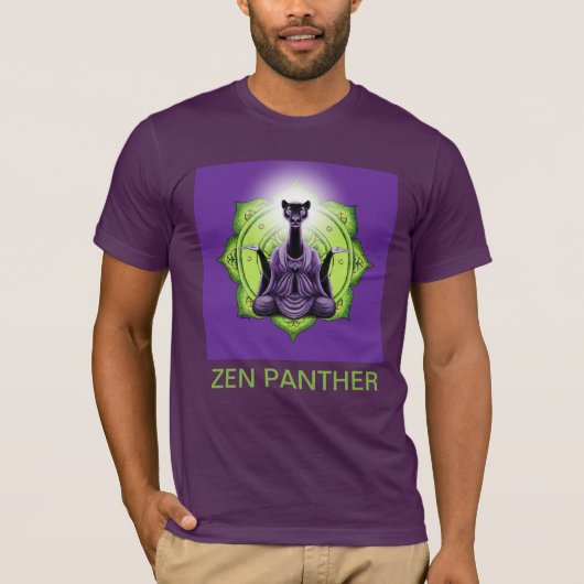 Zen Panther en het Dharma Wheel - (met titel) T-shirt (Voorkant)