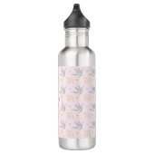 Zen Pastel Pink Botanical Pattern Monogram Waterfles (Rechts)