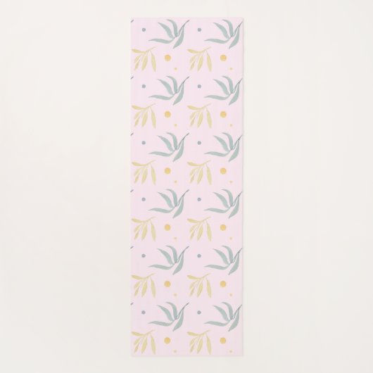 Zen Pastel Pink Botanical Pattern Monogram Yogamat (Achterkant)