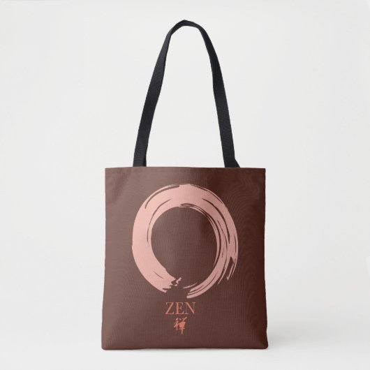 Zen Peace Calm Off-Pink on Brown Background Tote Bag (Voorkant)
