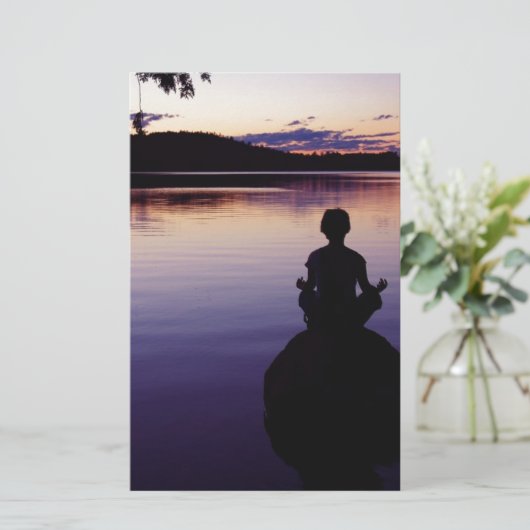 Zen peace yoga stilheid meditatie natuur briefpapier (Staand voorkant)