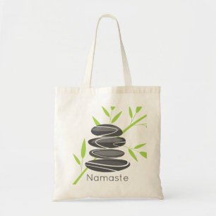 Zen pebble stone stacking yoga meditation canvas t tote bag