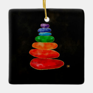 Zen Pebbles Chakras - Waterverf & goud Keramisch Ornament