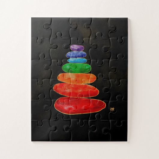 Zen Pebbles Chakras - Waterverf & goud Legpuzzel (Verticaal)