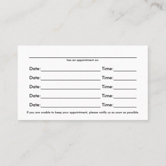 Zen Pebbles Chiropractic Appointment Card Afsprakenkaartje (Achterkant)