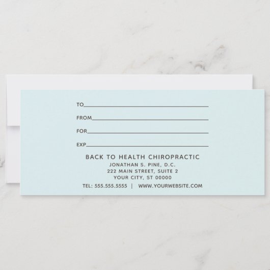 Zen Pebbles & Ocean Chiropractic Gift Certificate (Achterkant)