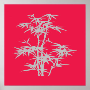 Zen Pink Asian style bamboo Poster