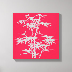 Zen pop kunst roze bamboe Aziatische stijlkunst Canvas Afdruk