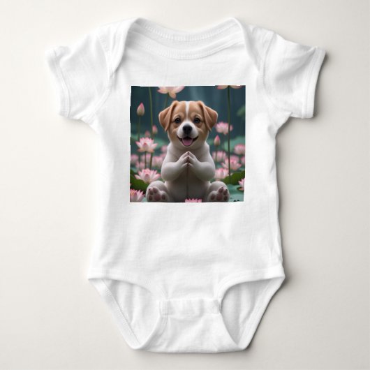Zen Puppy op Lotus - Baby Bodysuit (Voorkant)