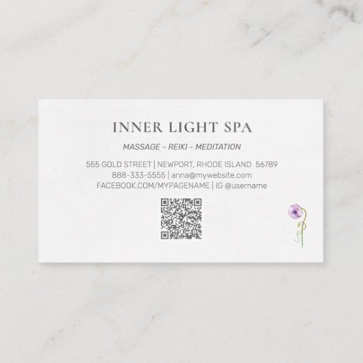 *~* Zen QR- AP8 Woman Spa Meditation Visitekaartje (Achterkant)