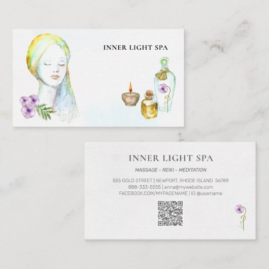 *~* Zen QR- AP8 Woman Spa Meditation Visitekaartje (Voorkant / Achterkant)