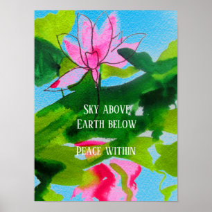 Zen quote lotus waterverf art peace within poster