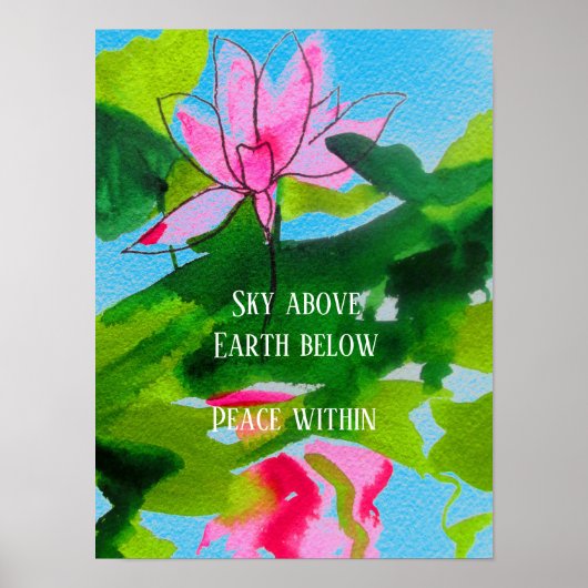 Zen quote lotus waterverf art peace within poster (Voorkant)