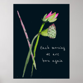 Zen quote, opnieuw geboren uit roze lotus inspirer poster