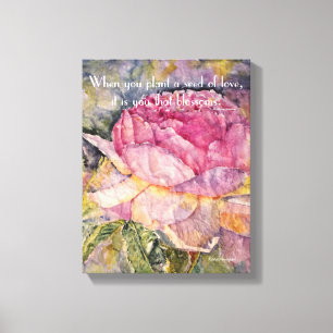 Zen Quote Roos Waterverf Canvas Print
