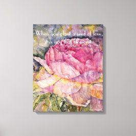 Zen Quote Roos Waterverf Canvas Print