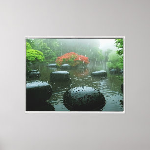 Zen Rain Garden met levendige esdoorn   Canvas Afdruk