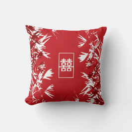 Zen Red Bamboo verlaat moderne grafische dubbelzin Kussen