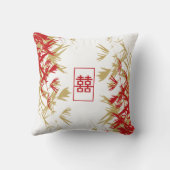 Zen Red Gold Bamboo verlaat een modern dubbel gelu Kussen (Achterkant)