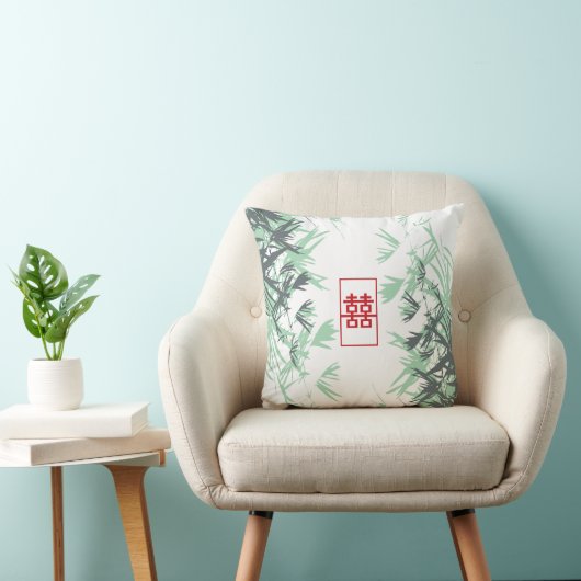 Zen Red Mint Bamboo verlaat moderne dubbele geluk Kussen (Stoel)